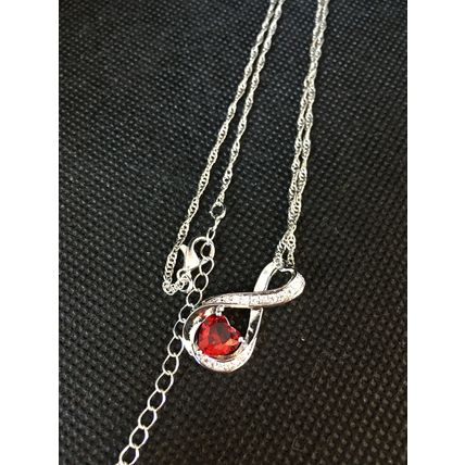 Necklace Heart Shape Red Ruby Infinity Necklace #167 USA Seller