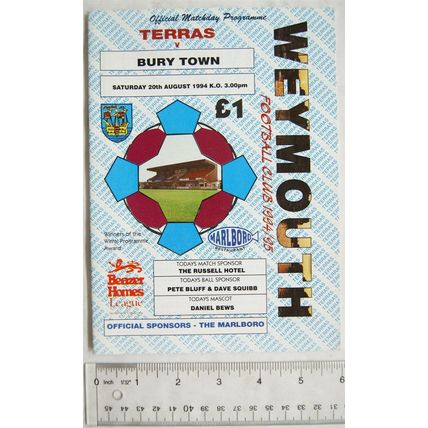1994 programme Weymouth v. Bury Town