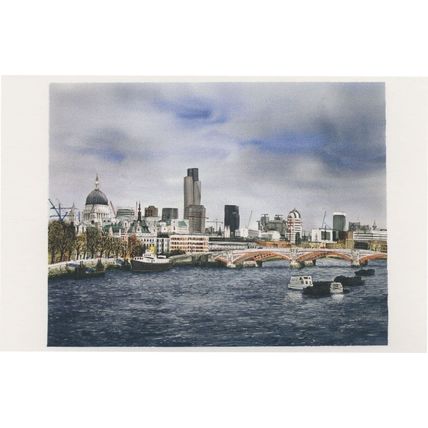 Blackfriars Bridge Oxo Tower Wharf London River Painting Postcard