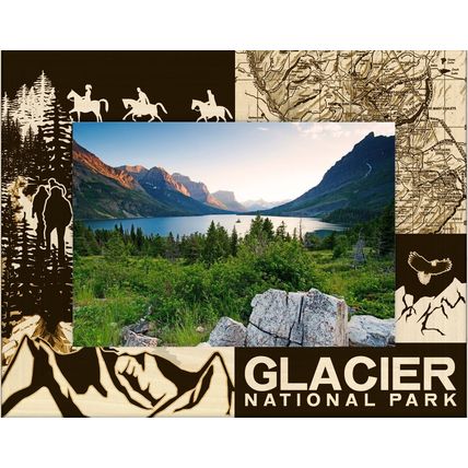 Glacier National Park Laser Engraved Wood Picture Frame Landscape (5 x 7)