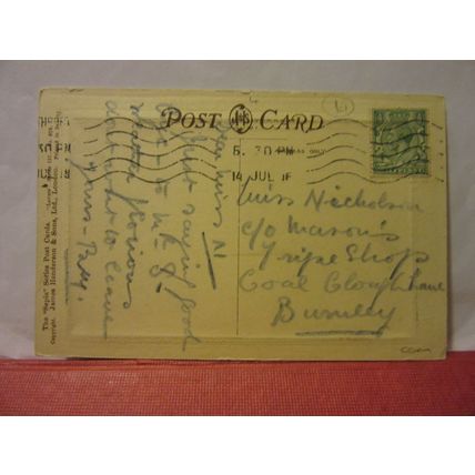 'taking toll', LOVERS sereis used antique postcard dated 1916 pm J. Henderson. /
