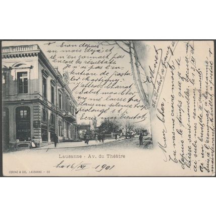 Avenue du Théâtre, Lausanne, Vaud, 1901 - Corbaz CPA