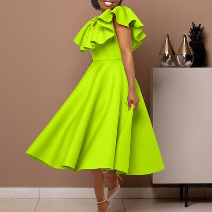 Fashion temperament ruffled large skirt swing party dress dress dress