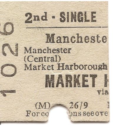 B.R.B. Edmondson Ticket - Manchester Central to Market Harborough