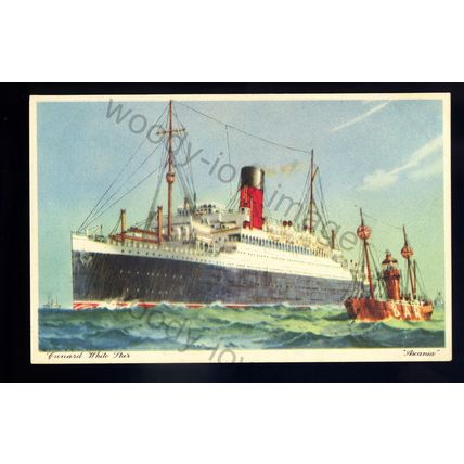 LS2489 - Cunard Liner - Ascania & a BAR Lightship - postcard