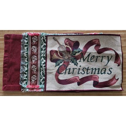 6 Christmas Fabric Placemats 2 Burgundy 2 Merry Christmas 2 Holly & Ornaments