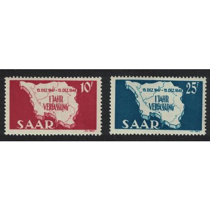 Saar First Anniversary of Constitution 2v 1948 MNH SG#257-258