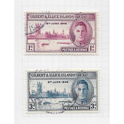 GILBERT & ELLICE ISLANDS 1946 VICTORY SET USED SG55 SG56
