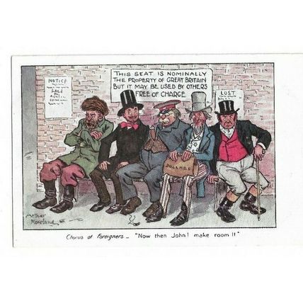 John Bull, Political Satire. "Now Then John! Make Room!", Postcard.