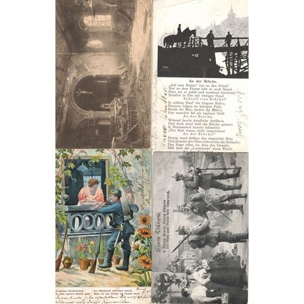 Gloria Viktoria War Bomb Damage Songcard 4x German WW1 Postcard s
