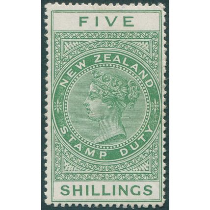 New Zealand 1913 5s yellow-green Postal Fiscal SGF115 unused