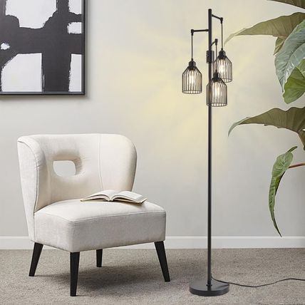 Dimmable Floor Lamp for Living Room, Farmhouse Floor Lamps with Elegant Hanging