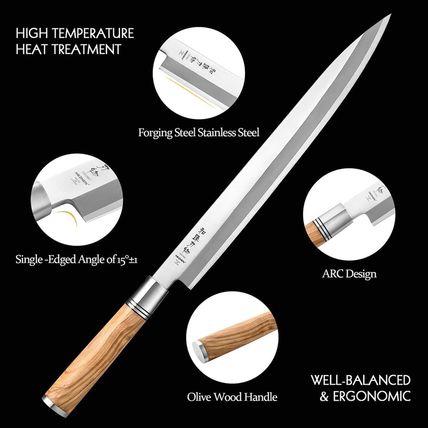 HEZHEN 300Mm Sashimi Knife,Forged Steel Sushi Yanagiba Knife, Sushi Slicing, Woo