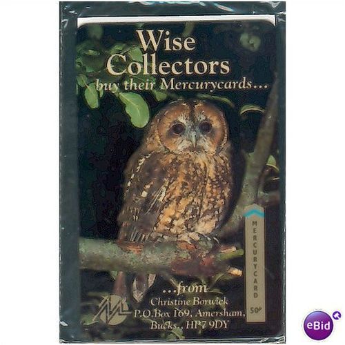 Mercury 302, Bird, Owl, Christine Borwick Sales, Sealed Mint phonecard