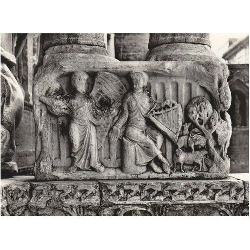 B&W Photo Postcard - Column Base Abbey Church Carcassone, France Violet 3153