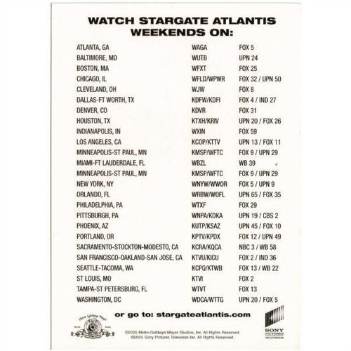 Stargate Atlantis American TV Guide Advertising Postcard from 2005 - New