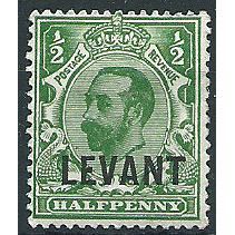 British Levant 1912 L12 1/2d Green Wmk Imperial Crown Die A Mounted Mint ... .