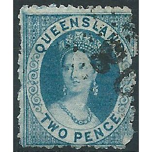 Queensland 1863 SG31 2d Blue Fine Used . . ..
