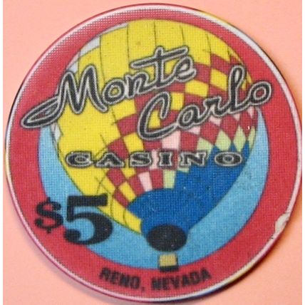 Monte Carlo. $5 Casino Chip. Reno, NV. Reno Racing. Q82.