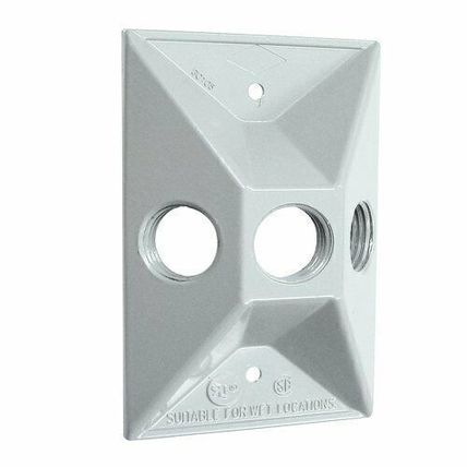 Hubbell-Bell 5189-1 Three Hole Weatherproof Cover Rectangular Cluster, White