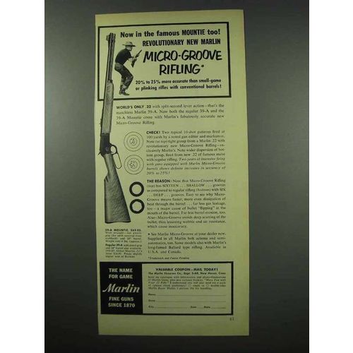 1954 Marlin 39-A Rifle Ad - Micro-Groove Rifling