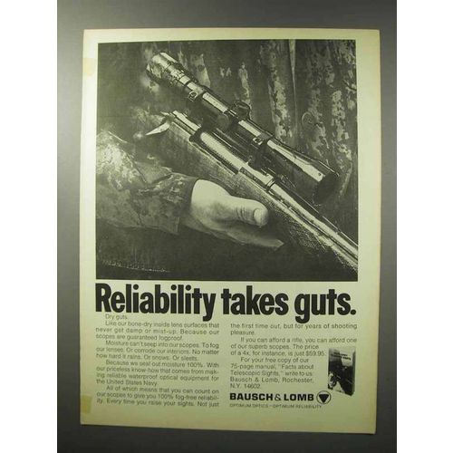 1970 Bausch & Lomb Scope Ad - Reliability Takes Guts