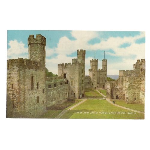 UPPER AND LOWERS WARDS, CAERNARVON CASTLE, WALES .unused vintage postcard =