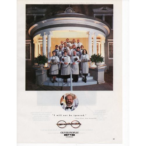 Oliver Peoples eyewear vintage Full Page Print Ad October 1994