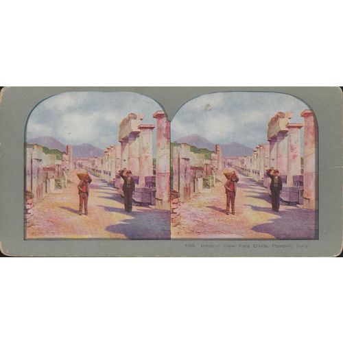 The Foro Civile, Pompeii, Italy - Coloured Vintage 3D Stereoview Card