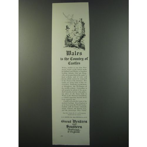 1930 Great Western and Southern Railways of England Ad - Wales is the country