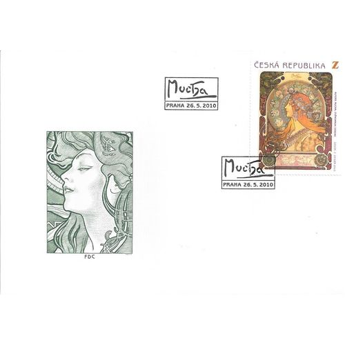 Mi 633/4 FDC: 150th Anniversary of the Birth of Alfons Mucha (Artist).