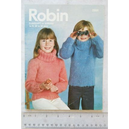 Vintage: Robin 2884 sweater, 22-34 inch / 56-86 cm, Cloudsoft or Aurora