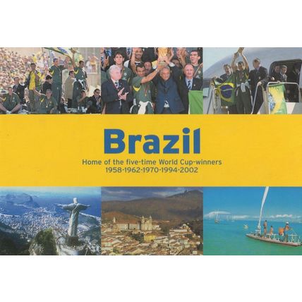 Brazil Visit The World Cup Winning Champions Football Plane Postcard