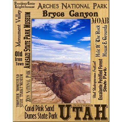 Southern Utah Landmarks Laser Engraved Wood Picture Frame Portrait (5 x 7)