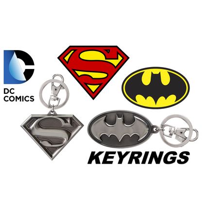 NEW Official DC Comics Batman & Superman Logo Metal Key Rings