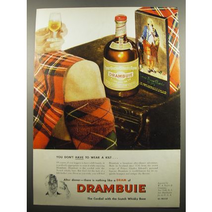 1955 Drambuie Liqueur Ad - You don't have to wear a kilt