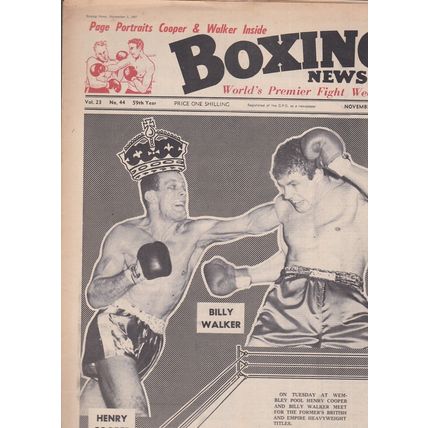 Boxing News 3 Nov 1967- Henry Cooper v Billy Walker Cover, Preview & Posters