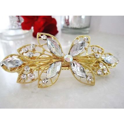 Flower shaped crystal hair barrette clip bridal clip bridal barrette