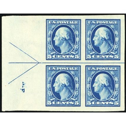 347, Mint Superb NH 5¢ Left Arrow Block With Initials - Stuart Katz