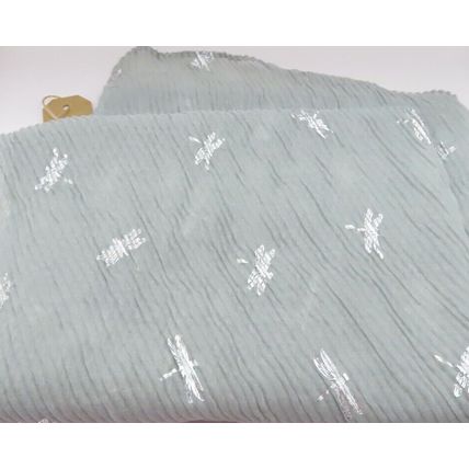 Ladies Scarf Silver Dragonfly Pale Grey Background 240 x 65 CM Polyester Gift