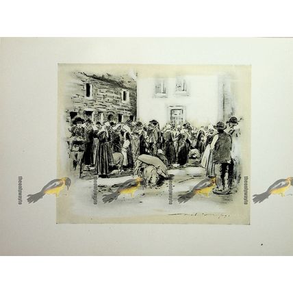 Pig Market, Brittany, France, Menpes, Book Illustration (Print), 1903