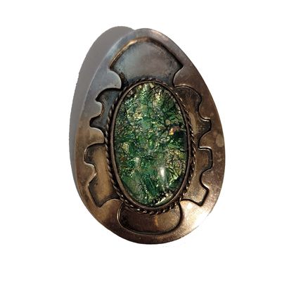 Vintage Sterling Dichroic Glass Brooch