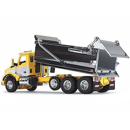 Kenworth T880 Day Cab with Rogue Transfer Dump Body Truck Yellow with White a...