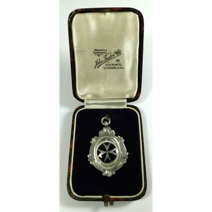 Solid Silver Enamel Albert Chain Fob Medal St John Ambulance Beavis Cup 1937