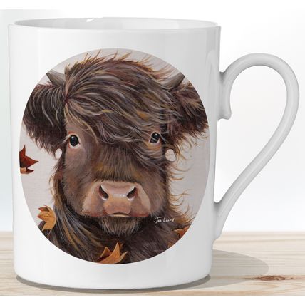 Mug Brown Highland Cow Coffee Tea Cup Autumn Scottish Artist Jan Laird 295 ml