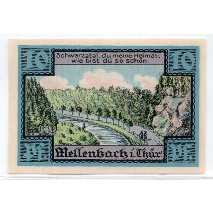 1921 Germany Mellenbach Notgeld 10 Pfennig Note (1244)