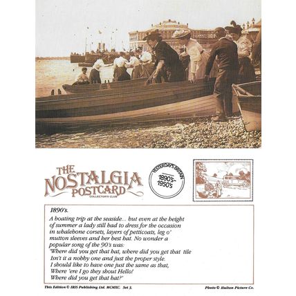 Postcard Victorian Ladies Boating Trip Seaside 1890s Pier Steamer - Nostalgia