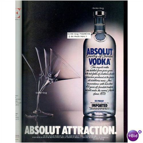 Vintage Ad Absolut Vodka Law Attraction Martini Glass Great for Framing Advert