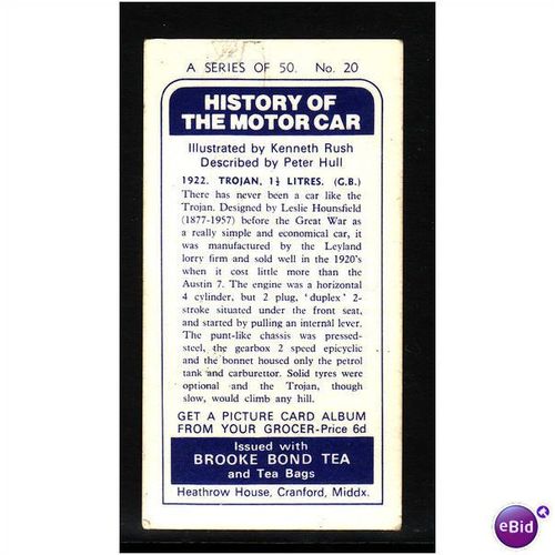 Brook Bond History of the Motor Car No 20 1922 TROJAN Fine Mint