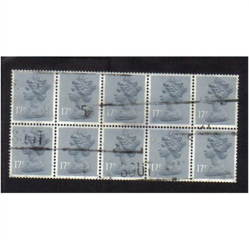 1988 GB 17P GREY-BLUE UNDERPRINT BLOCK F/U SG-X952EU